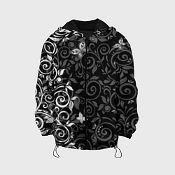 Куртка с капюшоном детская Орнамент с бабочками, цвет: 3D-черный