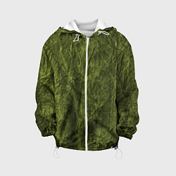 Куртка с капюшоном детская Мятая зеленая ткань, цвет: 3D-белый