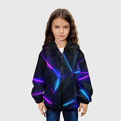 Куртка с капюшоном детская Синий и фиолетовый неон, цвет: 3D-черный — фото 2