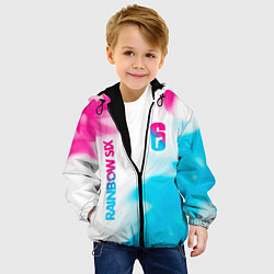 Куртка с капюшоном детская Rainbow Six neon gradient style: надпись, символ, цвет: 3D-черный — фото 2