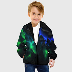 Куртка с капюшоном детская Разлом синих и зеленых плит, цвет: 3D-черный — фото 2