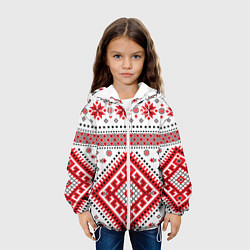 Куртка с капюшоном детская Удмуртская роспись, цвет: 3D-белый — фото 2