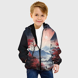 Куртка с капюшоном детская Луна над горами, цвет: 3D-черный — фото 2