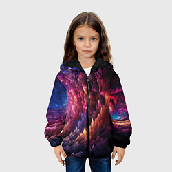 Куртка с капюшоном детская Звездная космическая спираль, цвет: 3D-черный — фото 2