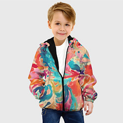 Куртка с капюшоном детская Акварельная абстракция, цвет: 3D-черный — фото 2