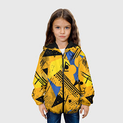 Куртка с капюшоном детская Абстракция паттерн, цвет: 3D-черный — фото 2