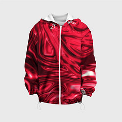 Куртка с капюшоном детская Абстракция плазма красный, цвет: 3D-белый