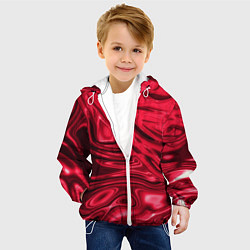 Куртка с капюшоном детская Абстракция плазма красный, цвет: 3D-белый — фото 2