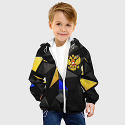 Куртка с капюшоном детская Герб РФ абстракция, цвет: 3D-белый — фото 2
