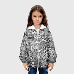 Куртка с капюшоном детская Черно-белый мозаичный узор, цвет: 3D-белый — фото 2