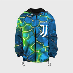 Куртка с капюшоном детская Juventus blue green neon, цвет: 3D-черный