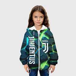 Куртка с капюшоном детская Juventus green neon, цвет: 3D-белый — фото 2