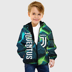 Куртка с капюшоном детская Juventus green neon, цвет: 3D-черный — фото 2