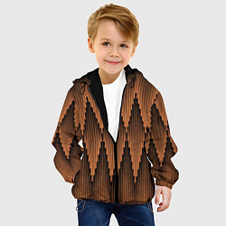 Куртка с капюшоном детская Ромбы в полосатом закате, цвет: 3D-черный — фото 2