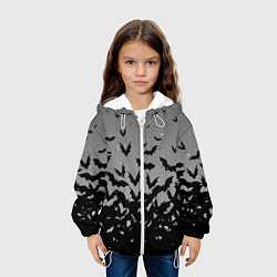 Куртка с капюшоном детская Серый фон и летучие мыши, цвет: 3D-белый — фото 2