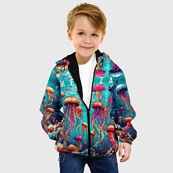 Куртка с капюшоном детская Медуза в стиле арт, цвет: 3D-черный — фото 2