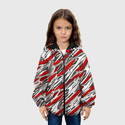 Куртка с капюшоном детская Красные полосы за субстанцией, цвет: 3D-черный — фото 2