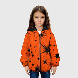 Куртка с капюшоном детская Огненный оранжевый абстракция, цвет: 3D-черный — фото 2