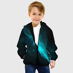 Куртка с капюшоном детская Голубое свечение в космосе, цвет: 3D-черный — фото 2