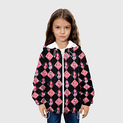 Куртка с капюшоном детская Клеточка black pink, цвет: 3D-белый — фото 2