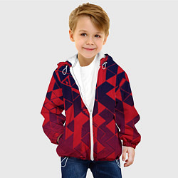 Куртка с капюшоном детская Сине-красный геометрия градиент, цвет: 3D-белый — фото 2