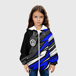Куртка с капюшоном детская Volkswagen - Синяя абстракция, цвет: 3D-белый — фото 2