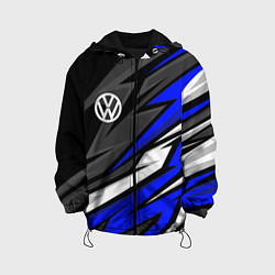 Куртка с капюшоном детская Volkswagen - Синяя абстракция, цвет: 3D-черный