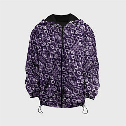 Куртка с капюшоном детская Фиолетовый паттерн узоры, цвет: 3D-черный