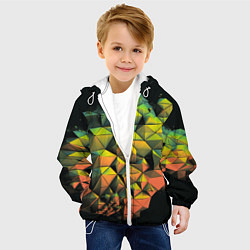 Куртка с капюшоном детская Зеленая кубическая абстракция, цвет: 3D-белый — фото 2
