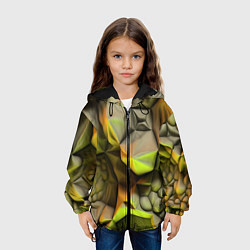 Куртка с капюшоном детская Зеленая объемная космическая текстура, цвет: 3D-черный — фото 2