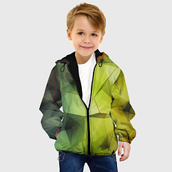 Куртка с капюшоном детская Зеленая текстура объемная, цвет: 3D-черный — фото 2