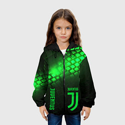 Куртка с капюшоном детская Juventus green logo neon, цвет: 3D-черный — фото 2