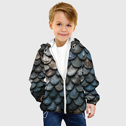 Куртка с капюшоном детская Чешуя тёмного дракона, цвет: 3D-белый — фото 2