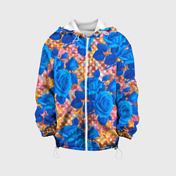 Куртка с капюшоном детская Цветочный разноцветный узор с розами, цвет: 3D-белый