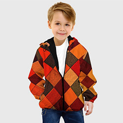 Куртка с капюшоном детская Шахматка красно-коричневая, цвет: 3D-черный — фото 2