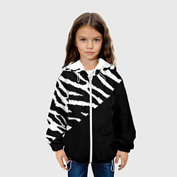 Куртка с капюшоном детская Полосы зебры с черным, цвет: 3D-белый — фото 2