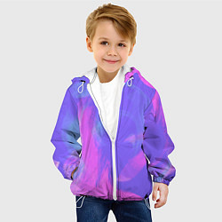 Куртка с капюшоном детская Сиреневая абстракция, цвет: 3D-белый — фото 2