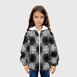 Куртка с капюшоном детская Симметричная черно-белая паутина, цвет: 3D-белый — фото 2