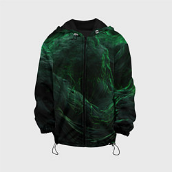 Куртка с капюшоном детская Темно зеленая абстракция, цвет: 3D-черный