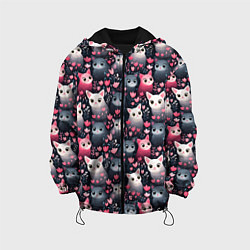 Куртка с капюшоном детская Котики цветочки милота, цвет: 3D-черный