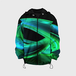 Куртка с капюшоном детская Green lines abstract, цвет: 3D-черный