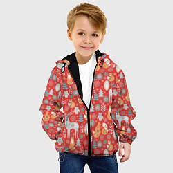 Куртка с капюшоном детская Ноговодние животные и птицы в скандинавском стиле, цвет: 3D-черный — фото 2