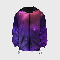 Куртка с капюшоном детская Разноцветный космос - неоновое свечение, цвет: 3D-черный