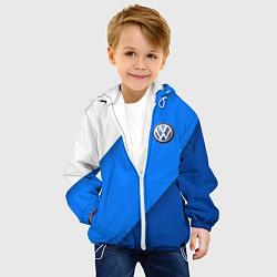 Куртка с капюшоном детская Volkswagen - голубые линии, цвет: 3D-белый — фото 2