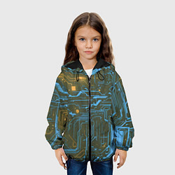 Куртка с капюшоном детская Кибер схемы Синий и жёлтый, цвет: 3D-черный — фото 2