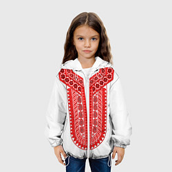 Куртка с капюшоном детская Красная славянская вышиванка, цвет: 3D-белый — фото 2
