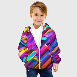 Куртка с капюшоном детская Неоновые разноцветные пластины, цвет: 3D-белый — фото 2