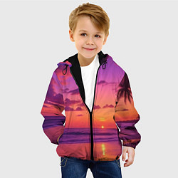 Куртка с капюшоном детская Пляж vice city, цвет: 3D-черный — фото 2
