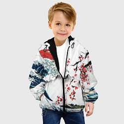 Куртка с капюшоном детская Хокусай большая волна в Канагаве - пародия укиё, цвет: 3D-черный — фото 2