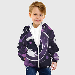 Куртка с капюшоном детская Фиолетовый космос - нейросеть, цвет: 3D-белый — фото 2